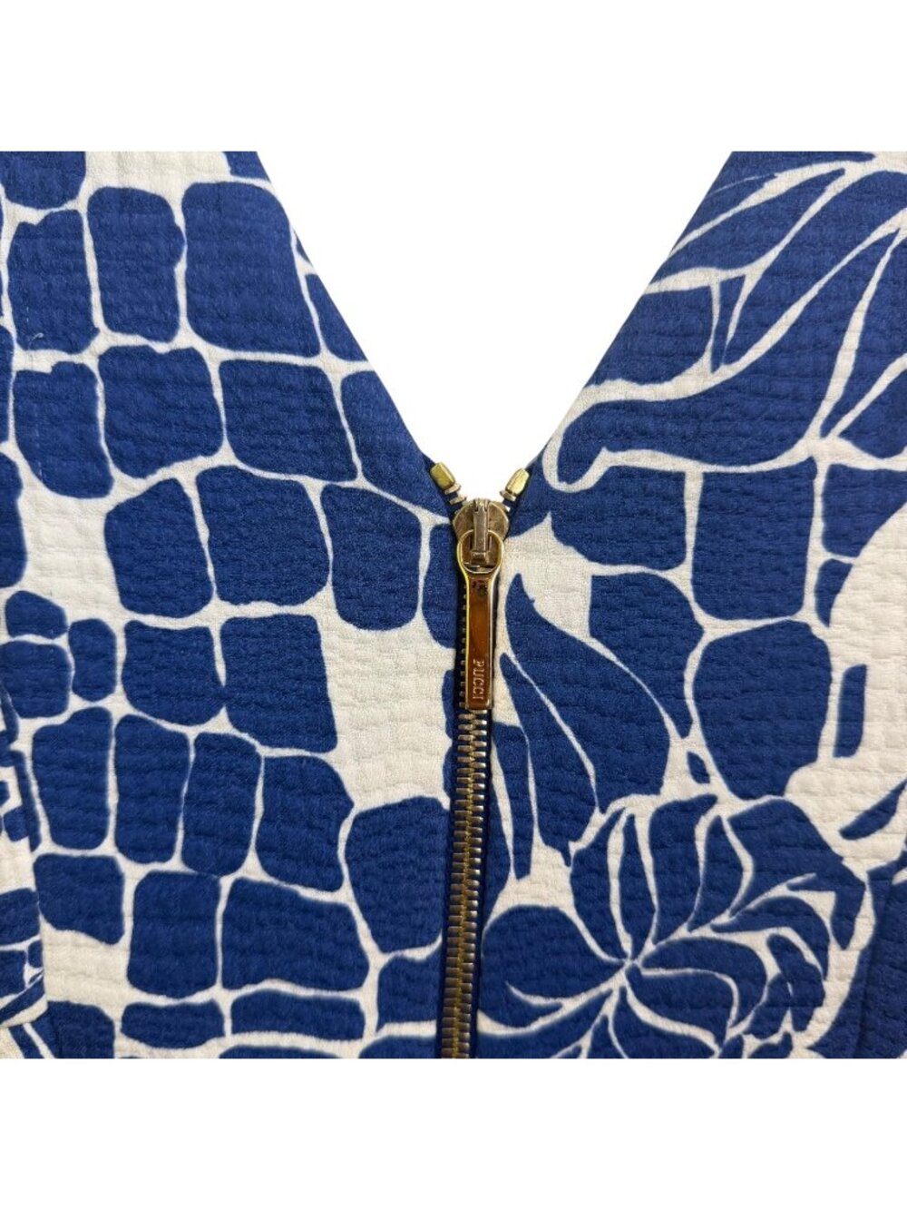 Emilio Pucci Printed Knee Length Sheath Dress Blue White Size 8 - Picture 6 of 14